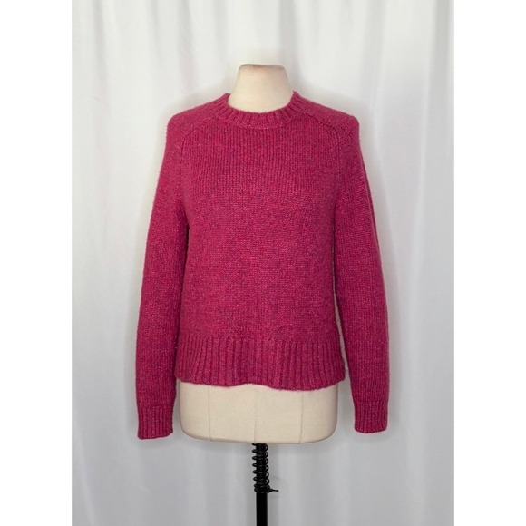 J. CREW Alpaca Blend Crewneck Sweater Pink Merino Wool Heathered Fuchsia Medium - Picture 3 of 13